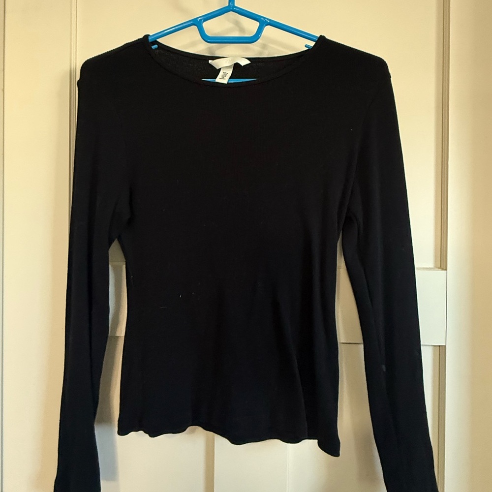 H&M Elegant Black Long Sleeve Top